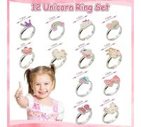 HDGSAFD 15 Pezzi di Anelli per Bambini, 2 Scatole d'Amore, Anelli A Forma di Amore, Regali per Feste, Ornamenti per Feste, Scatole per Regali, Scatole per Chiavi.