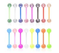 HDGSAFD 16 orecchini a lingua, in acrilico, con paillettes, per capezzolo personalizzato, per piercing alla lingua, Acrilico