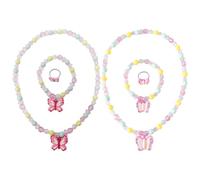 HDGSAFD 2 Anelli, 2 Bracciali E 2 Collane, Set di Gioielli con Farfalle, Graziosi Gioielli per Bambini, Accessori per Costumi da Ragazza
