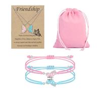 HDGSAFD 2 Bracciali A Farfalla, 2 Collane A Farfalla, 1 Borsa per Gioielli, Set di Gioielli Regolabile, Decorazione del Braccialetto Dell'Amicizia