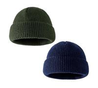 HDGSAFD 2 Cappelli da Pescatore di Lana per Uomini - Casual Senza Tesa, Berretti a Maglia - Blu Navy, Verde Militare