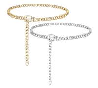 HDGSAFD 2 Catene in Vita, Catene Metalliche Spesse Regolabili, Accessori per Cinture alla Moda, Adatti per Abiti, Jeans, ECC.