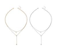 HDGSAFD 2 Collane di Diamanti, Sexy del Tutto-Fiammifero Collane, Semplice Impilati Collane, Accessori di Abbigliamento di Moda (Oro, Argento).