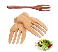 HDGSAFD 2 forchette da insalata e 1 forchetta in legno con manico lungo, set di posate, posate in legno, frusta per insalata, utensili da cucina, accessori da cucina
