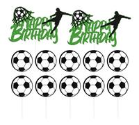 HDGSAFD 2 inserti per compleanno da calcio, 10 inserti per calcio, decorazioni per torte di calcio, inserti da dessert, inserti per torte di compleanno per ragazzi, decorazioni per feste a tema calcio