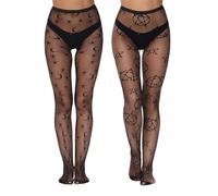 HDGSAFD 2 Paia Di Calze A Rete Nere, Calze Stella E Luna, Calze Da Donna Sexy, Calze A Rete Alte, Accessori Di Abbigliamento
