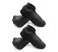 HDGSAFD 2 paia di copriscarpe nere impermeabili, copriscarpe in silicone antipioggia, copriscarpe, copriscarpe portatili, copriscarpe con cerniera, antiscivolo in gomma