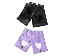 HDGSAFD 2 Paia Di Guanti Da Donna A Forma Di Cuore, Guanti In Pelle Pu, Guanti Cavi, Guanti Senza Dita, Guanti Stile Punk, Guanti Da Ciclismo