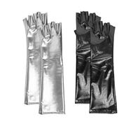 HDGSAFD 2 Paia Di Guanti In Pelle Verniciata, Guanti Elasticizzati, Guanti Lunghi Senza Dita, Guanti Stile Punk, Accessori Per Costumi Cosplay