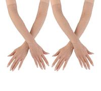 HDGSAFD 2 Paia di Guanti Lunghi in Rete, Guanti Tempestati di Diamanti Vuoti, Maniche Lunghe Personalizzate, Decorazione di Guanti da Festa Sexy