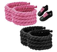 HDGSAFD 2 Paia Di Lacci Per Scarpe In Corda Spessa, Lacci Per Scarpe In Corda Di Cotone A Tre Fili, Lacci Per Scarpe Intrecciati, Corde Per Lacci Fai Da Te, Lacci Per Scarpe Rotondi Spessi Da 8 Mm