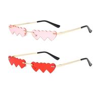 HDGSAFD 2 Paia di Occhiali da Sole A Forma di Cuore, Occhiali da Sole in Stile Creativo, Occhiali da Sole alla Moda, Occhiali per La personalità da Festa.