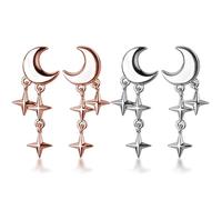 HDGSAFD 2 Paia di Orecchini A Forma di Stella di Luna, Orecchini di Design Creativo, Orecchini di Moda, Orecchini Pendenti Lunghi, Gioielli da Donna