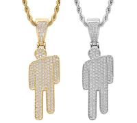 HDGSAFD 2 Pezzi Collane con Ciondolo Creativo Collane con Strass Collane in Acciaio Inossidabile Gioielli Hip Hop Accessori di Abbigliamento