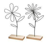 HDGSAFD 2 pezzi decorazione floreale in ferro battuto con pavimento in legno, semplice fiore in ferro battuto, adatto per camera da letto, soggiorno
