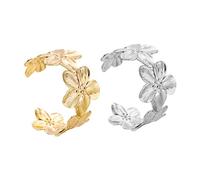HDGSAFD 2 Pezzi di Braccialetti di Fiori, Braccialetti Aperti Squisiti, Braccialetti di Tendenza della Moda, Accessori per Le Vacanze al Mare, Argento.