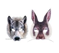 HDGSAFD 2 Pezzi di Maschera per Animali, Maschera di Lupo di Coniglio, personalità Creativa Maschera A Mezza Faccia, Oggetti di Ruolo, Decorazione della Maschera in Maschera.