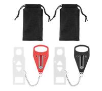 HDGSAFD 2 Pezzi di Porta Portatile Bloccanti, Porta Cucitura Dispositivi di Sicurezza, Strumenti di Protezione Anti-Furto, Adatto per La Sicurezza Domestica (Nero, Rosso).