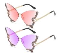HDGSAFD 2 Pezzi Occhiali A Forma Di Farfalla, Bicchieri Di Strass, Occhiali Elei E Personalizzati, Occhiali Da Donna, Occhiali Retrò.