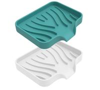 HDGSAFD 2 Portasapone Aperto, Portasapone con Scarico, Portasapone in Silicone, Portasapone Creativo (Bianco, Verde)