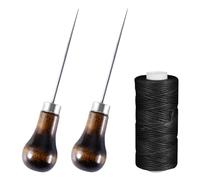 HDGSAFD 2 punteruoli con manici in legno, 1 rotolo di filo di riparazione per scarpe, calibro per cucire, acciaio per legno a forma di zucca, punta in pelle per lavori in pelle