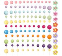 HDGSAFD 2 Set di Plugin A Sfera, 10 Pezzi di Fiori, Mini Toppers A Palla Colorato, Set di Decorazioni per Torte Creative, Topper per Torta Fai -da -Te per Feste di Compleanno.