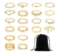 HDGSAFD 20 Anelli da Donna E 1 Borsa per Lo Stoccaggio, Anelli Semplici E alla Moda, Anelli Impilabili, Gioielli da Donna.
