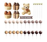 HDGSAFD 20 Palline, 1 Orsetto, 5 Stelle, 2 Scatole Regalo Quadrate, 2 Scatole Regalo A Forma di Cuore E 1 Pezzo di Strisce Orizzontali Decorative, Decorazioni per Torte