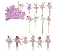 HDGSAFD 20 Pezzi di Inserti per Piccole Carte A Tema Balletto E 1 Pezzo di Inserti di Carte di Grandi Dimensioni, Decorazioni per Torte, Forniture per Feste per Ragazze, Inserti per Torte Creative.
