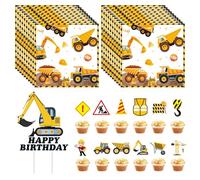 HDGSAFD 20 Pezzi di Tovaglioli per Auto Ingegneristica, 13 Pezzi di Plug-in per Auto Ingegneristiche, Set di Decorazioni di Stampa Ingegneristica, Decorazione per Feste di Compleanno per Bambini.