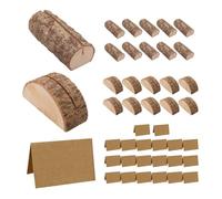 HDGSAFD 20 porta biglietti da visita in legno, 20 pezzi di carta kraft piegata a metà carta, porta biglietti in legno, porta biglietti di nozze, porta segnaposto per matrimonio, porta appunti