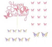 HDGSAFD 23 Inserti per Torta A Farfalla, Inserti per Torta Glitter, Decorazioni per Torte, Inserti per Dolci, Accessori per Torte