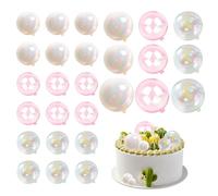 HDGSAFD 27 decorazioni per torte a sfera, accessori per decorazioni per torte, palline pastello, inserti trasparenti per torte a sfera, accessori decorativi (rosa, trasparente, bianco)