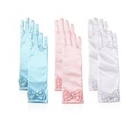 HDGSAFD 3 Paia Di Guanti Per Costumi Di Scena Per Bambini, Guanti Elei Per Bambini, Guanti Lunghi In Raso, Accessori Per Giochi Di Ruolo