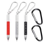 HDGSAFD 3 Penne Multifunzione, 2 Moschettoni, Penna Righello, Penna Cacciavite Per Riparazione, Penna Multifunzione Moschettone, Penna Multifunzione Touch Screen