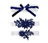 HDGSAFD 3 Pezzi Di Blu E Bianco Da Sposa Giarrettiera, Elee Pizzo Gamba Ornamento, Elastico In Pizzo Giarrettiera Cintura, Signore Partito Gamba Anello, Indossare Accessori Di Corrispondenza.
