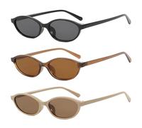 HDGSAFD 3 pezzi di occhiali da sole ovale, occhiali da sole retrò alla moda, accessori personalizzati per le donne
