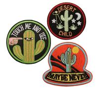HDGSAFD 3 Pezzi di Patch di Stoffa da Motivi Cactus, Patch di Stoffa Ricamato, Patch di Stoffa Creativa, Patch di Vestiti E Patch di Stoffa di Cartoni Animati.