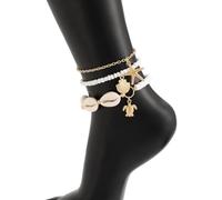 HDGSAFD 3 Pezzi di Perla Shell Cavigliera, 1 Pezzo di Shell Pendente della Collana, Beach Party Caviglia Catena, Moda Perla Clavicola Catena, Moda Ragazza Gioielli.