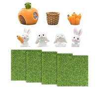 HDGSAFD 4 fogli di muschio artificiale, 1 set di modelli, accessori per teatro e tegole, mini tappeti, accessori da giardino in miniatura, decorazione