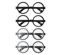 HDGSAFD 4 Pezzi di Occhiali Rotondi Neri Occhiali da Nerd Divertenti Occhiali retrò Mostrano Oggetti di Scena Decorazione