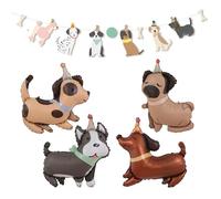 HDGSAFD 4 Pezzi di Palloncini per Cani, 1 Pezzo di Dog Che Tira Bandiera, Graziosa Decorazione di Banner di Palloncini per Animali da Cartone Animato, Set di Decorazioni per Feste A Tema per Cani.