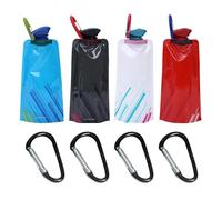 HDGSAFD 4 sacchetti pieghevoli per acqua potabile, 4 moschettoni, sacchetti per acqua potabile, da campeggio, per acqua potabile, accessori da viaggio