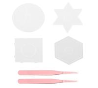 HDGSAFD 4 Tavolette per Fagioli E 2 Pinzette in Acciaio Inossidabile, Stencil in Plastica Trasparente, Accessori Fai-da-Te Fatti A Mano, Giocattoli Creativi Fatti A Mano per Bambini