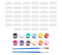 HDGSAFD 40 Maschere Vuote E 1 Set di Colori A Pennello, Materiali per Maschere Fai-da-Te, Maschere di Carta per Bambini, Creazione di Maschere per Il Ballo di Fine Anno