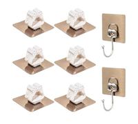 HDGSAFD 6 supporti per mocio, 2 ganci dorati, supporto per scopa, clip autoadesivo, porta attrezzi per la pulizia, gancio da parete, adatto per giardino, bagno, cucina