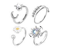 HDGSAFD Anelli in Metallo Aperti da 4 Pezzi, Anelli Regolabili, Anelli per Lo Styling Creativo, Anelli alla Moda E Semplici