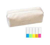 HDGSAFD Astuccio con 100 adesivi indicizzati, in tinta unita, grande borsa per cancelleria, trousse con chiusura lampo, borsa multiuso, Bianco latte.