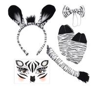 HDGSAFD Banca da 1 Pezzi, Papillon da 1 Pezzo, 1 Paio di Maniche, Coda da 1 Pezzi E 1 Patch per Il Viso, Costume Zebra, Accessori per Il Gioco di Ruolo.