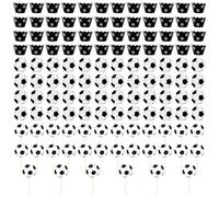 HDGSAFD Bordi per Torta da Calcio da 48 Pezzi, Pezzi di Carta per Decorazioni da Calcio da 48 Pezzi E Stuzzicadenti da Calcio da 30 Pezzi, Forniture per Feste A Tema Calcistico, Decorazioni per Torte